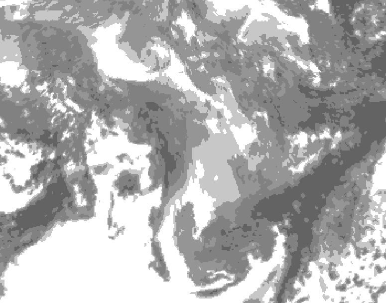 GDPS total cloud 150 hour forecast chart for Canada based on 2026/01/05 0000Z data