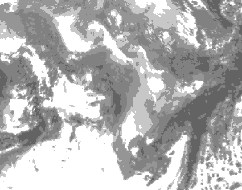 GDPS total cloud 156 hour forecast chart for Canada based on 2026/01/05 0000Z data