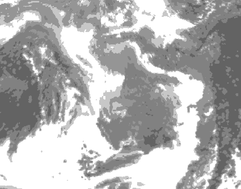 GDPS total cloud 192 hour forecast chart for Canada based on 2026/01/05 0000Z data