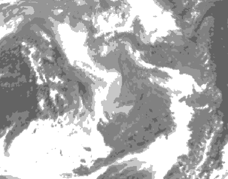 GDPS total cloud 198 hour forecast chart for Canada based on 2026/01/05 0000Z data