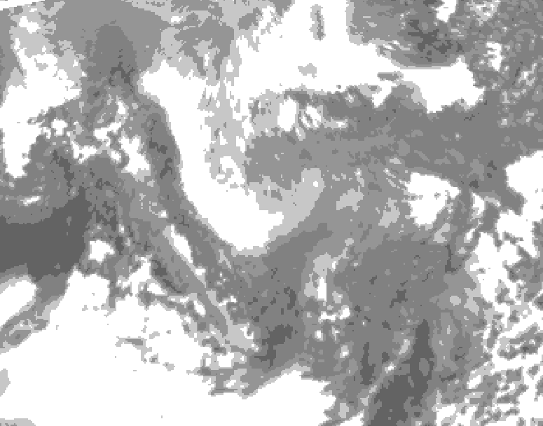GDPS total cloud 222 hour forecast chart for Canada based on 2026/01/05 0000Z data