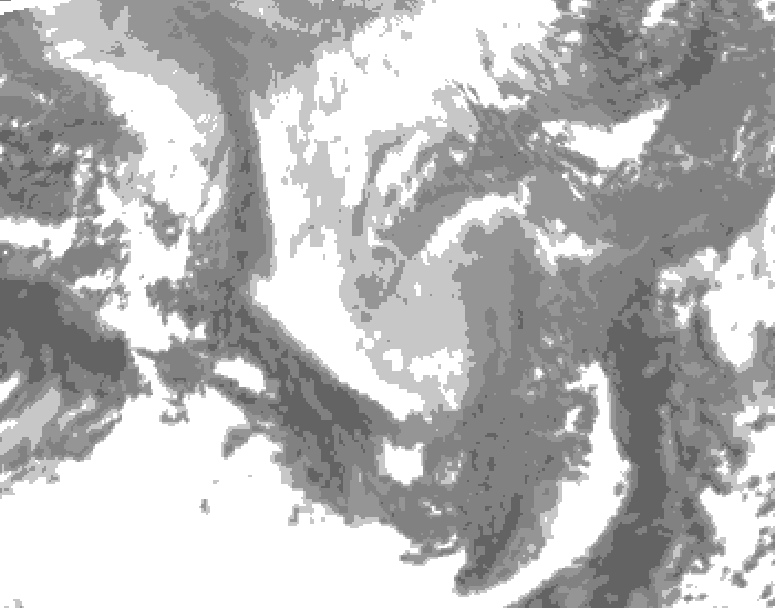 GDPS total cloud 240 hour forecast chart for Canada based on 2026/01/05 0000Z data