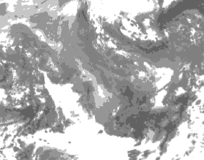GDPS total cloud 036 hour forecast chart for Canada based on 2026/01/05 1200Z data