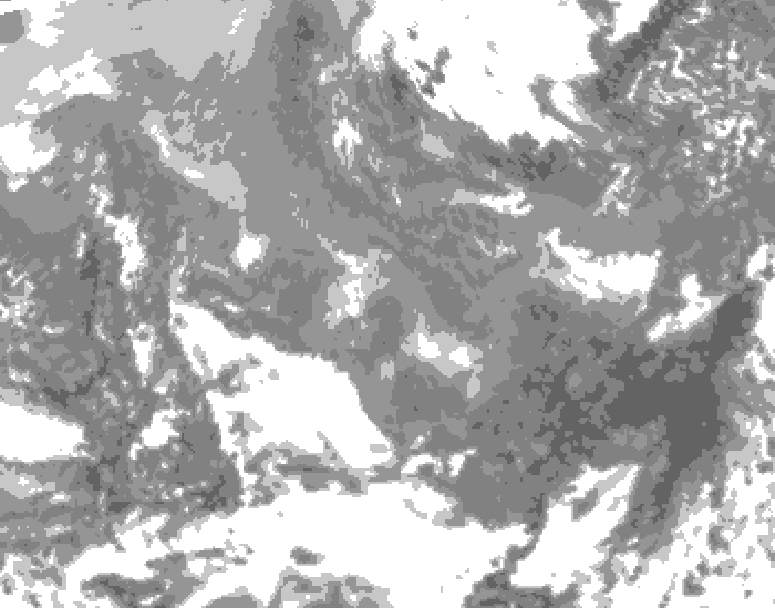 GDPS total cloud 048 hour forecast chart for Canada based on 2026/01/05 1200Z data