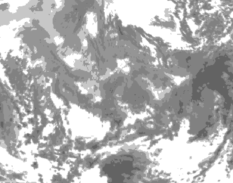 GDPS total cloud 072 hour forecast chart for Canada based on 2026/01/05 1200Z data
