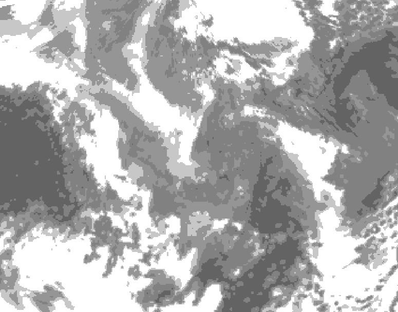 GDPS total cloud 096 hour forecast chart for Canada based on 2026/01/05 1200Z data
