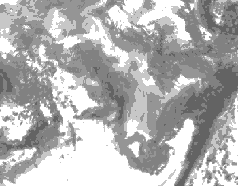 GDPS total cloud 144 hour forecast chart for Canada based on 2026/01/05 1200Z data