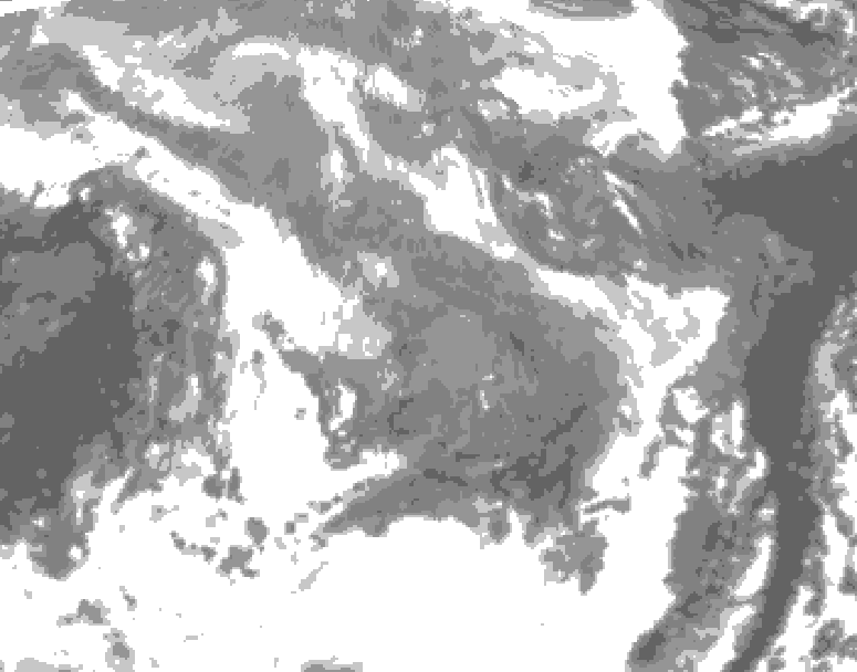GDPS total cloud 168 hour forecast chart for Canada based on 2026/01/05 1200Z data