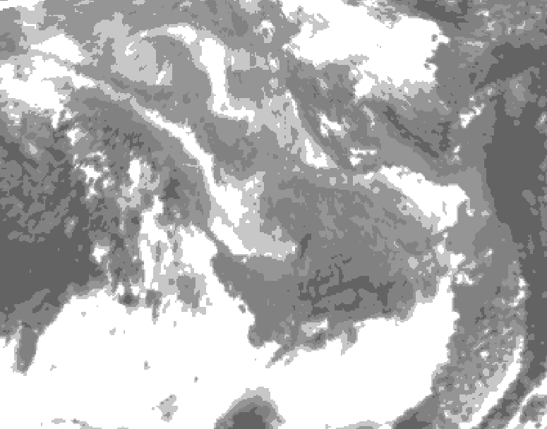 GDPS total cloud 180 hour forecast chart for Canada based on 2026/01/05 1200Z data