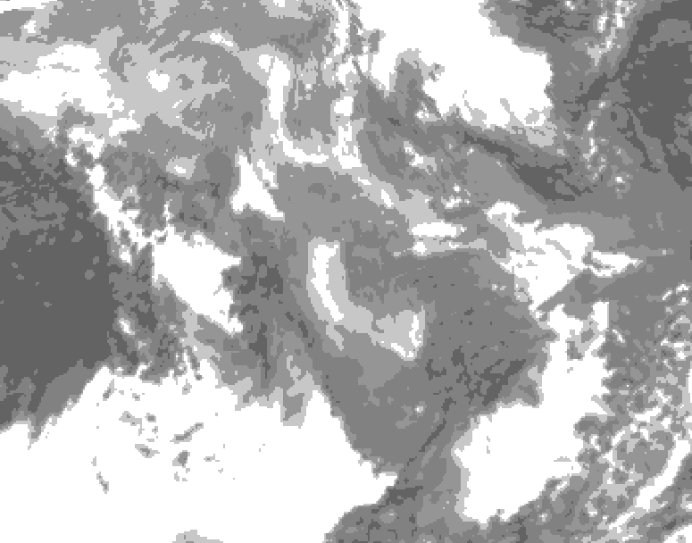 GDPS total cloud 192 hour forecast chart for Canada based on 2026/01/05 1200Z data