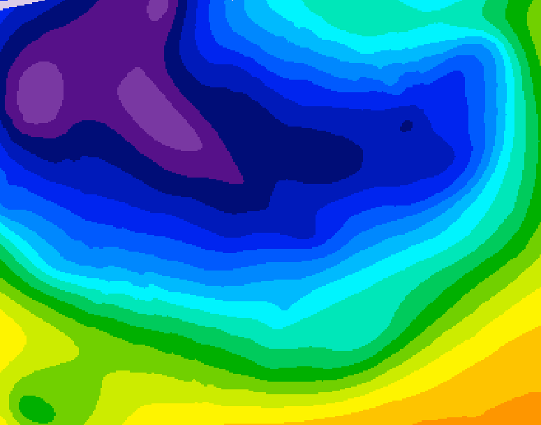 GDPS 500 millibar geopotential height 024 hour forecast chart for Canada based on 2026/01/06 0000Z data
