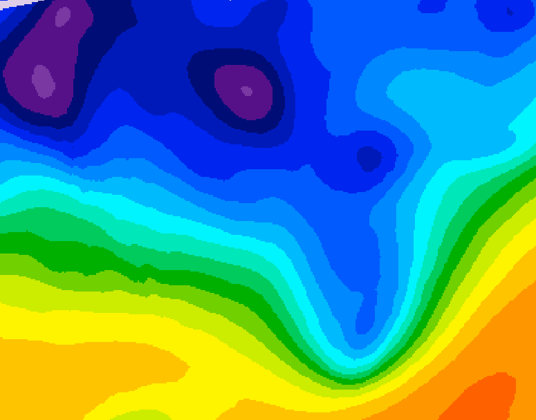 GDPS 500 millibar geopotential height 132 hour forecast chart for Canada based on 2026/01/06 0000Z data