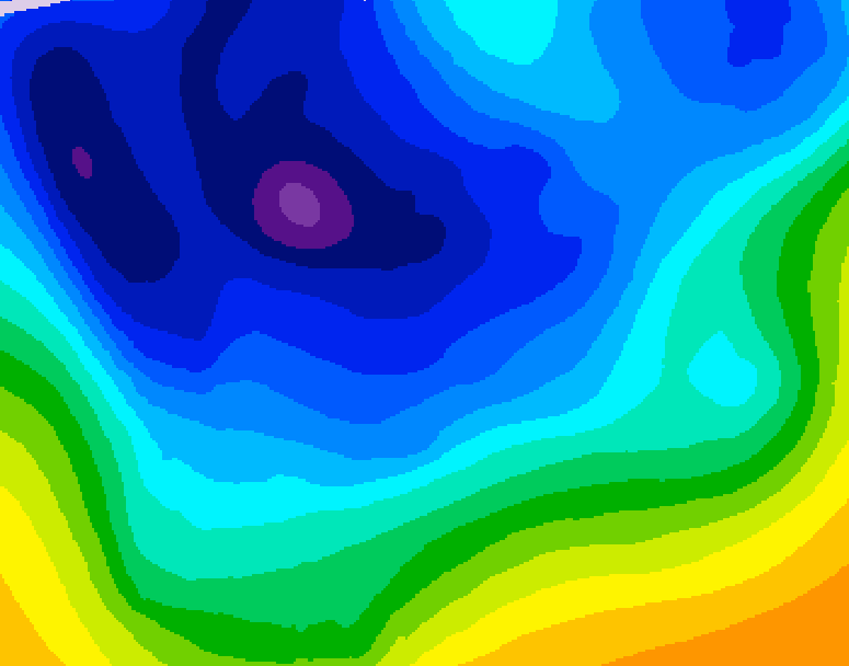 GDPS 500 millibar geopotential height 048 hour forecast chart for Canada based on 2026/01/06 1200Z data