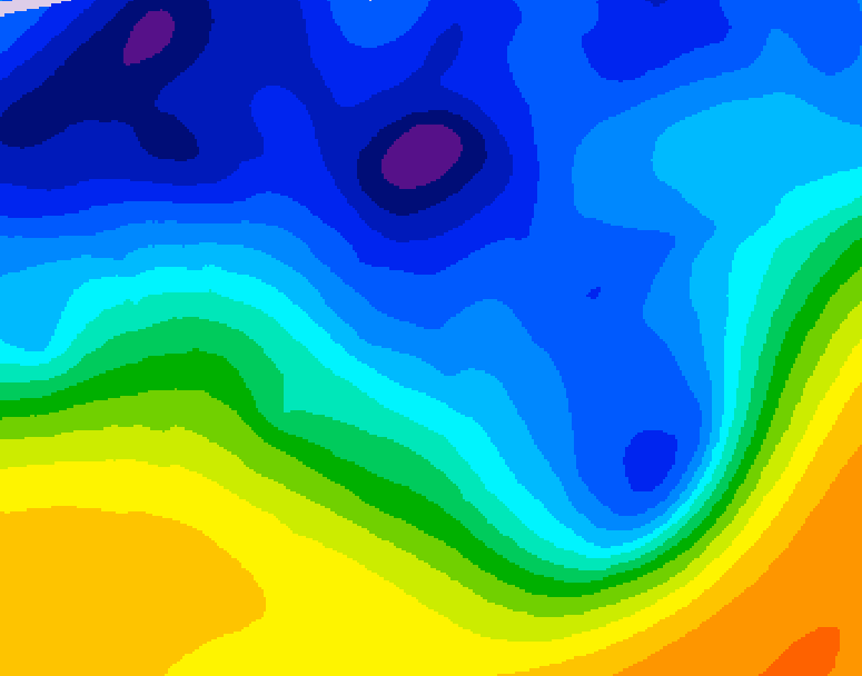 GDPS 500 millibar geopotential height 132 hour forecast chart for Canada based on 2026/01/06 1200Z data