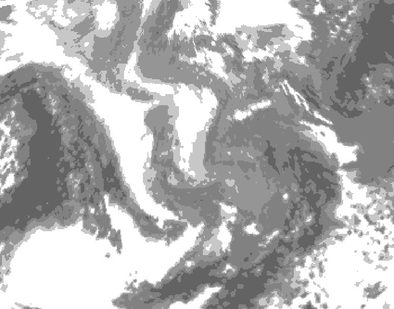 GDPS total cloud 096 hour forecast chart for Canada based on 2026/01/06 0000Z data