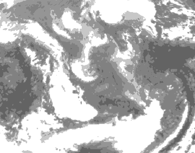GDPS total cloud 156 hour forecast chart for Canada based on 2026/01/06 0000Z data