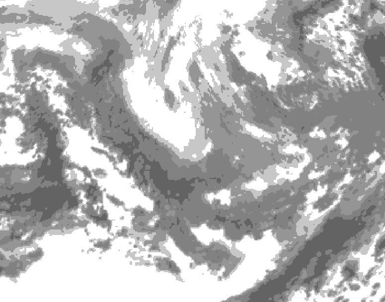GDPS total cloud 216 hour forecast chart for Canada based on 2026/01/06 0000Z data