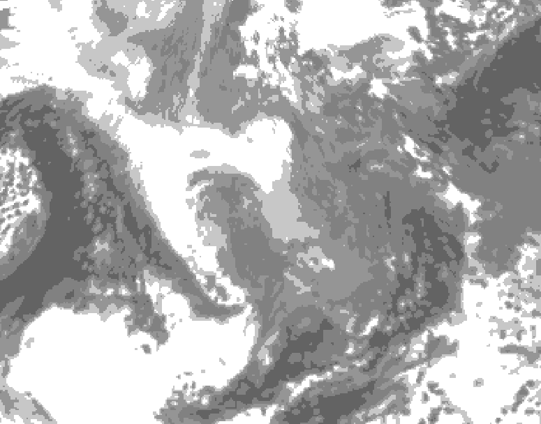 GDPS total cloud 084 hour forecast chart for Canada based on 2026/01/06 1200Z data
