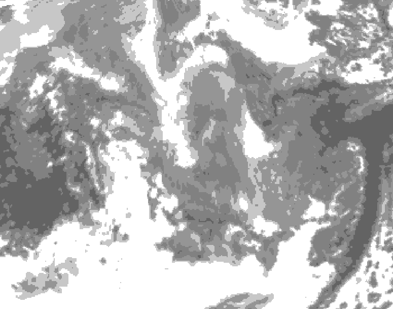 GDPS total cloud 144 hour forecast chart for Canada based on 2026/01/06 1200Z data