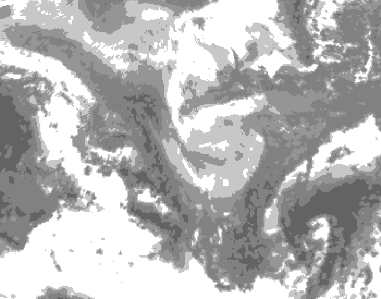 GDPS total cloud 216 hour forecast chart for Canada based on 2026/01/06 1200Z data