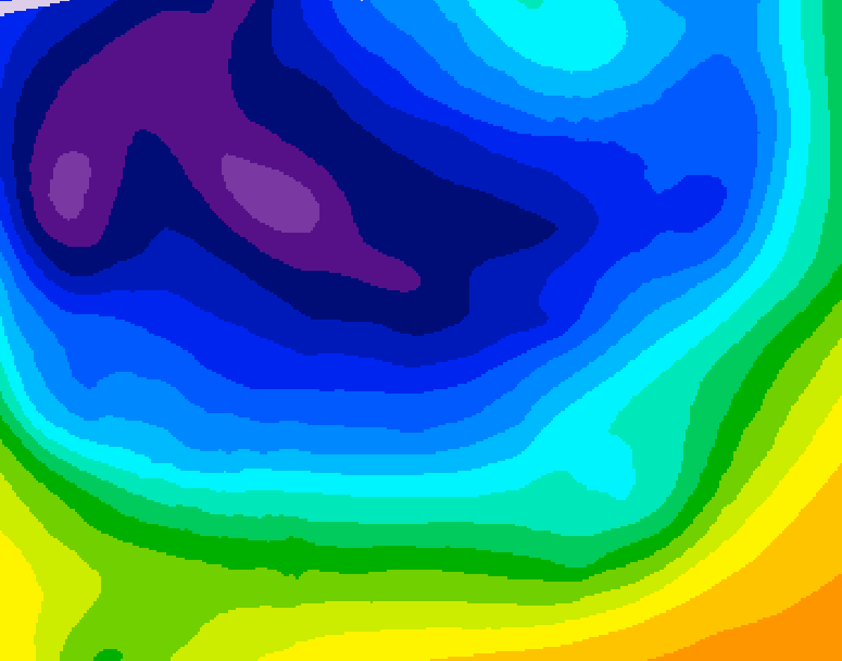 GDPS 500 millibar geopotential height 012 hour forecast chart for Canada based on 2026/01/07 0000Z data