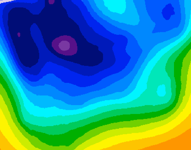 GDPS 500 millibar geopotential height 030 hour forecast chart for Canada based on 2026/01/07 0000Z data