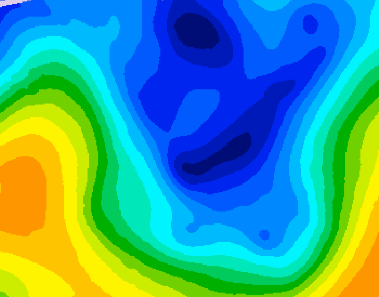 GDPS 500 millibar geopotential height 222 hour forecast chart for Canada based on 2026/01/07 0000Z data