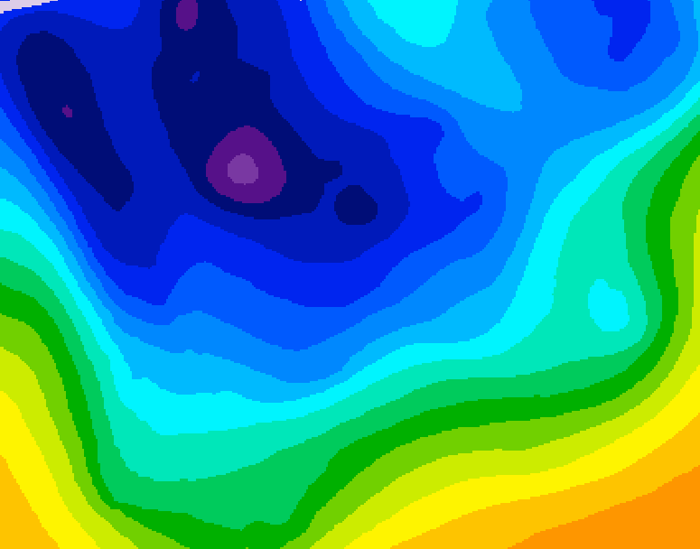 GDPS 500 millibar geopotential height 024 hour forecast chart for Canada based on 2026/01/07 1200Z data