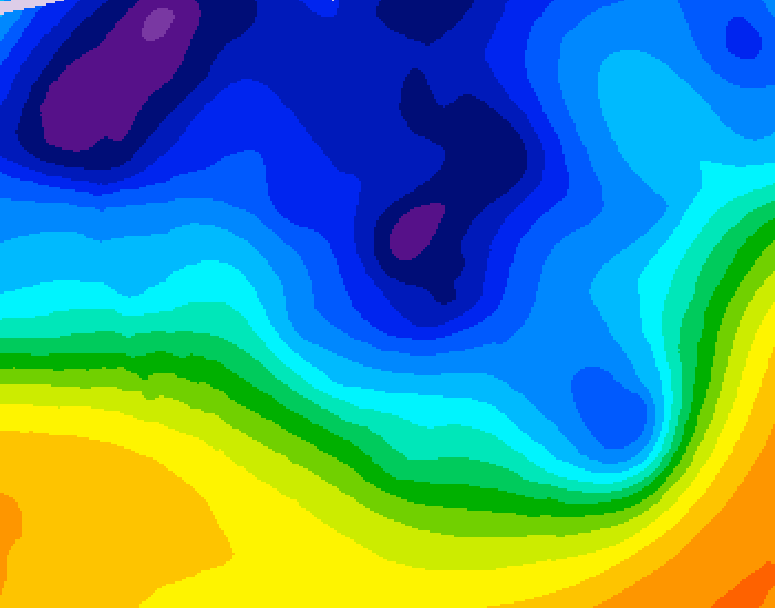 GDPS 500 millibar geopotential height 120 hour forecast chart for Canada based on 2026/01/07 1200Z data