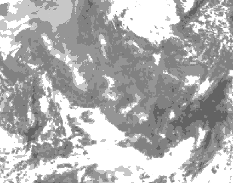 GDPS total cloud 018 hour forecast chart for Canada based on 2026/01/07 0000Z data
