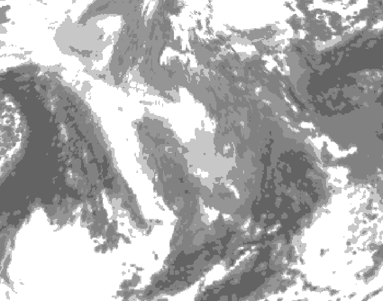 GDPS total cloud 072 hour forecast chart for Canada based on 2026/01/07 0000Z data