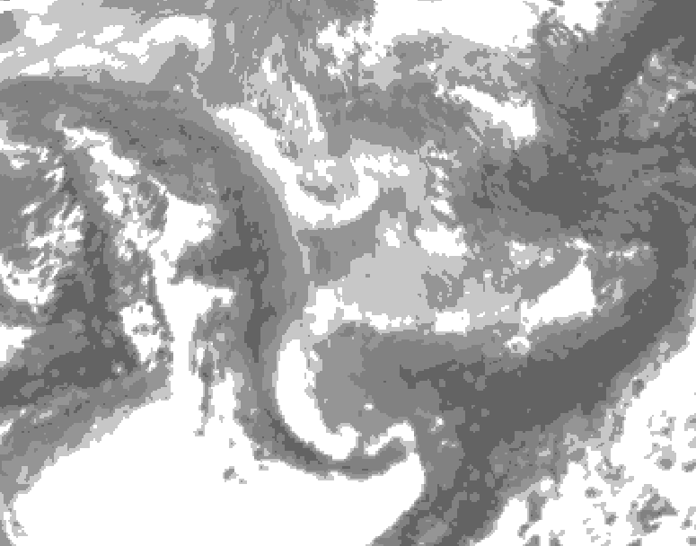 GDPS total cloud 096 hour forecast chart for Canada based on 2026/01/07 0000Z data