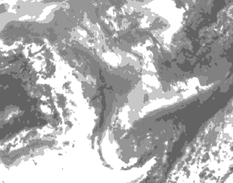 GDPS total cloud 108 hour forecast chart for Canada based on 2026/01/07 0000Z data