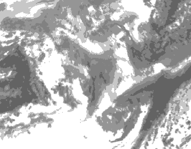 GDPS total cloud 114 hour forecast chart for Canada based on 2026/01/07 0000Z data
