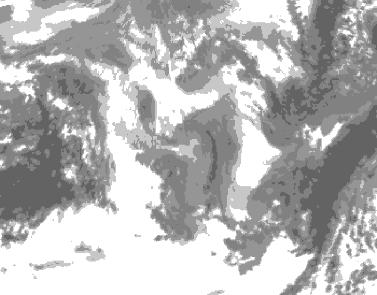 GDPS total cloud 126 hour forecast chart for Canada based on 2026/01/07 0000Z data