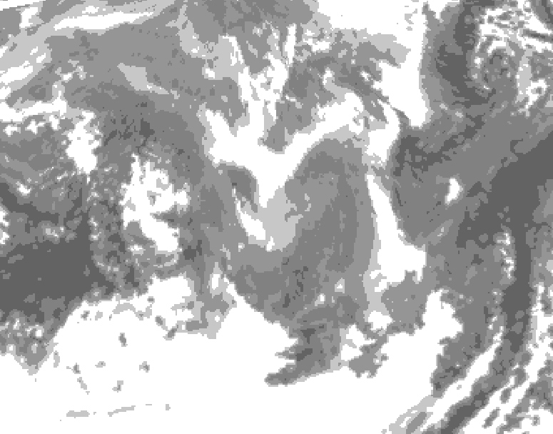 GDPS total cloud 138 hour forecast chart for Canada based on 2026/01/07 0000Z data