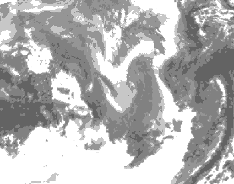GDPS total cloud 144 hour forecast chart for Canada based on 2026/01/07 0000Z data