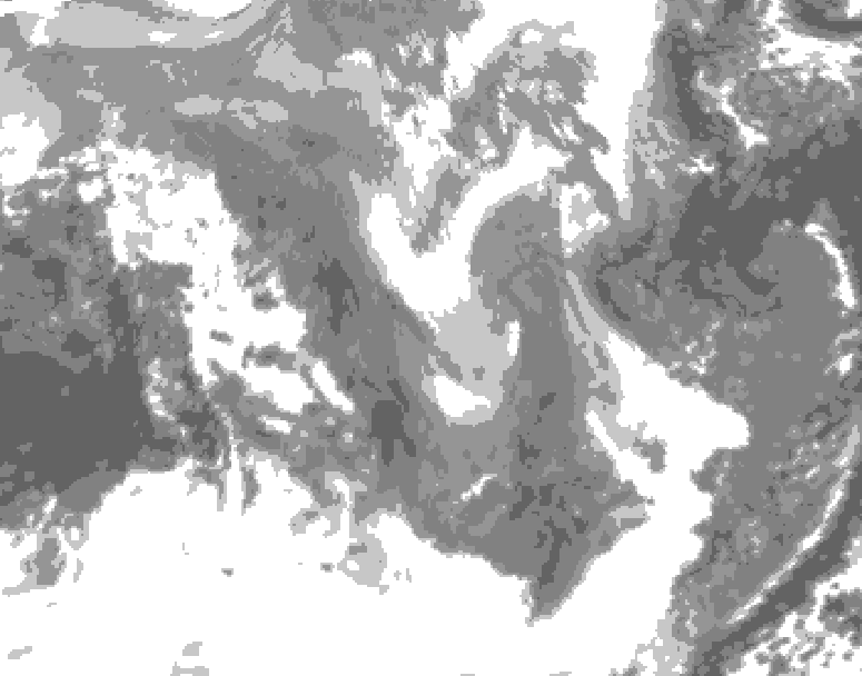 GDPS total cloud 150 hour forecast chart for Canada based on 2026/01/07 0000Z data