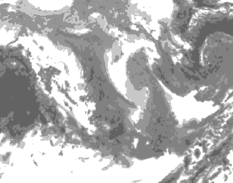 GDPS total cloud 162 hour forecast chart for Canada based on 2026/01/07 0000Z data