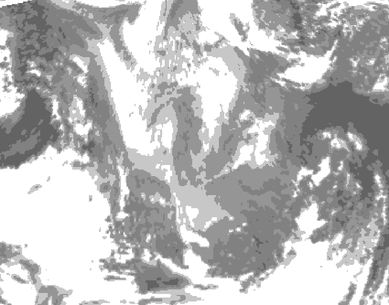 GDPS total cloud 240 hour forecast chart for Canada based on 2026/01/07 0000Z data