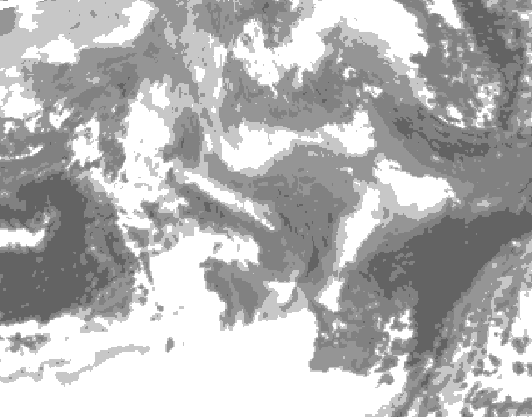 GDPS total cloud 108 hour forecast chart for Canada based on 2026/01/07 1200Z data