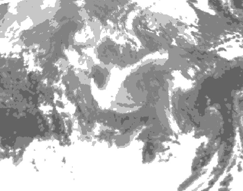 GDPS total cloud 126 hour forecast chart for Canada based on 2026/01/07 1200Z data