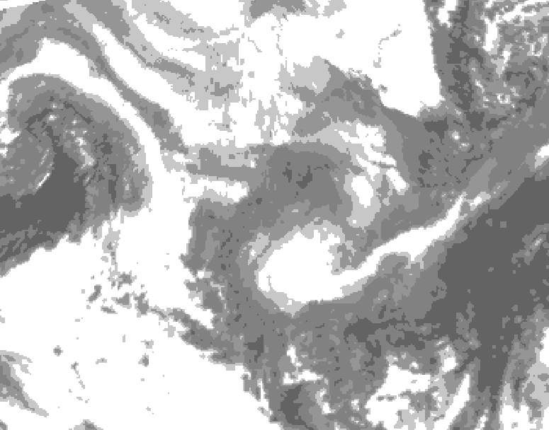 GDPS total cloud 216 hour forecast chart for Canada based on 2026/01/07 1200Z data