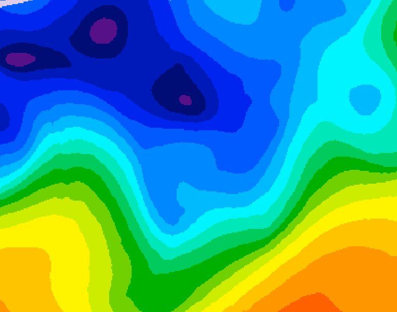 GDPS 500 millibar geopotential height 048 hour forecast chart for Canada based on 2026/01/08 0000Z data