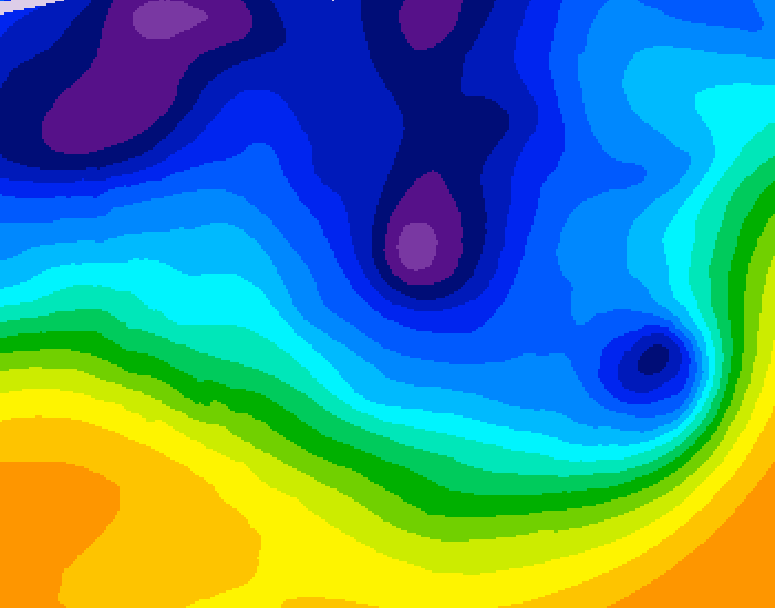 GDPS 500 millibar geopotential height 114 hour forecast chart for Canada based on 2026/01/08 0000Z data