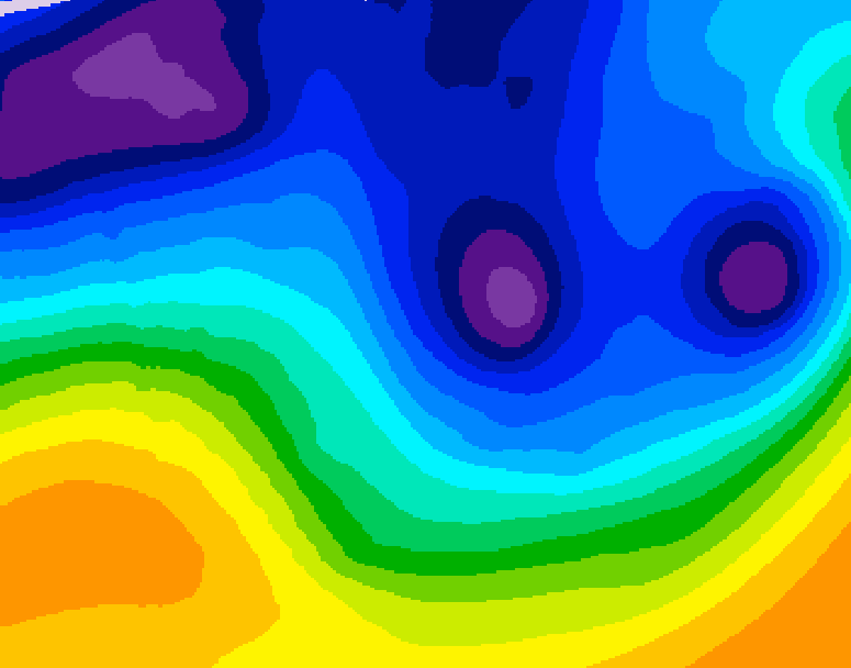 GDPS 500 millibar geopotential height 132 hour forecast chart for Canada based on 2026/01/08 0000Z data