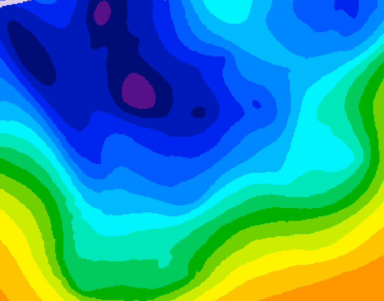 GDPS 500 millibar geopotential height 006 hour forecast chart for Canada based on 2026/01/08 1200Z data