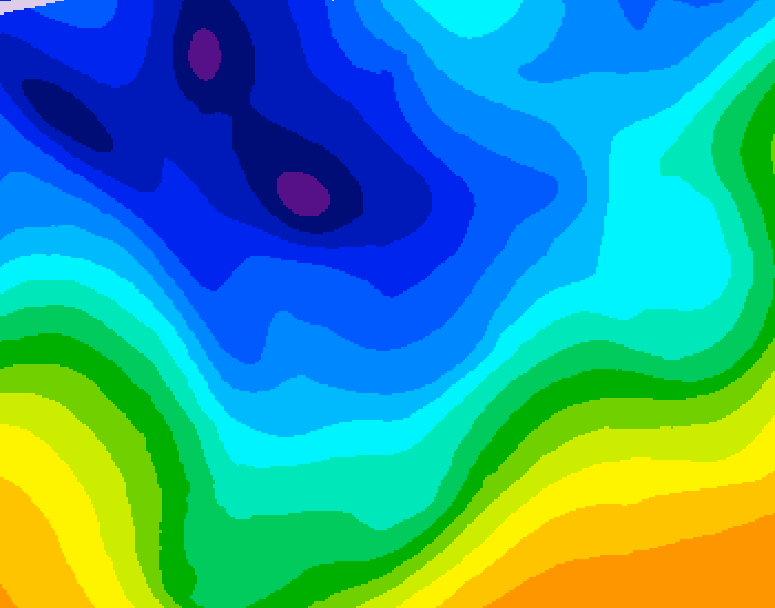 GDPS 500 millibar geopotential height 018 hour forecast chart for Canada based on 2026/01/08 1200Z data