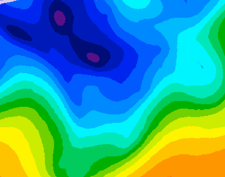 GDPS 500 millibar geopotential height 024 hour forecast chart for Canada based on 2026/01/08 1200Z data
