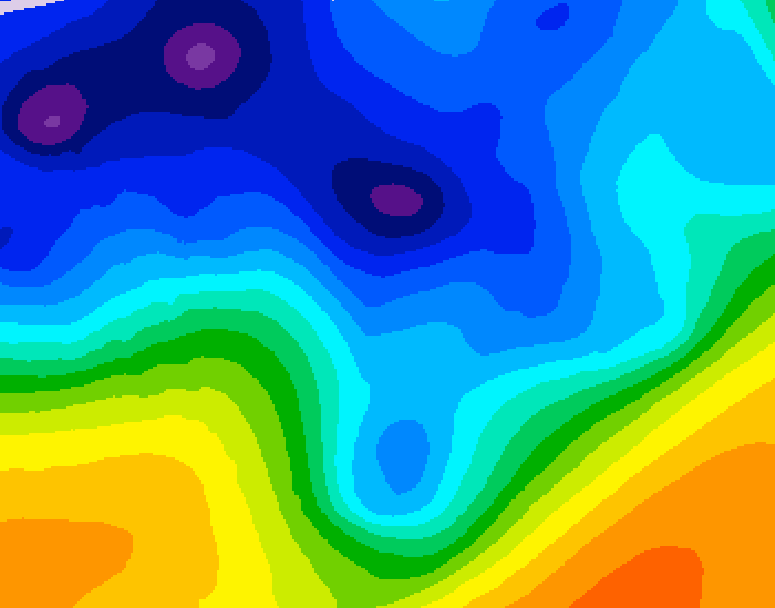 GDPS 500 millibar geopotential height 054 hour forecast chart for Canada based on 2026/01/08 1200Z data